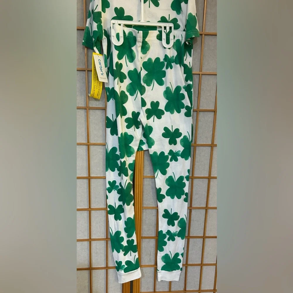 Carters Cotton St Patricksday Clover 2pc Pajama Girls 12 NWT